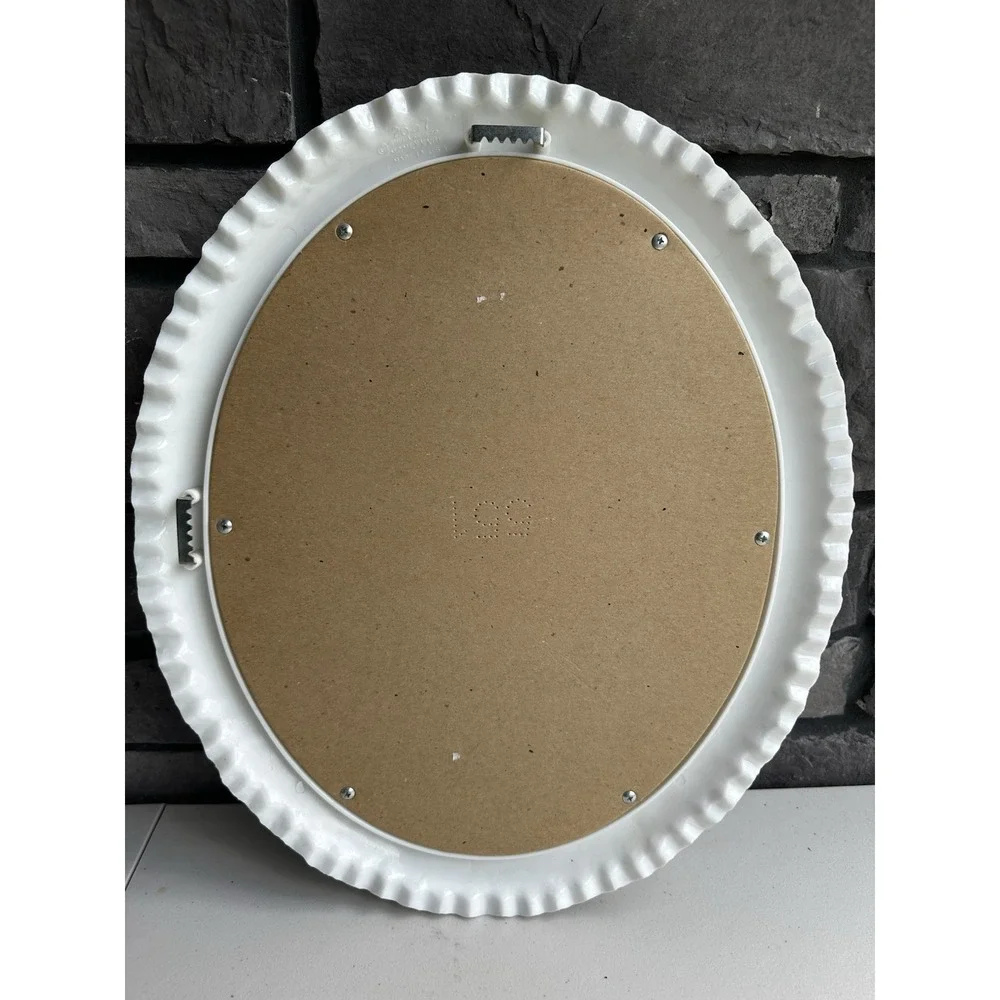 Vintage Burwood Homco Faux Milk Glass Hobnail Wall Mirror Ruffled Cottage Granny